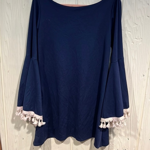 Vintage JUDITH MARCH SHIFT DRESS WITH TASSELS ON CUFFS .made In USA Size M - Picture 1 of 8